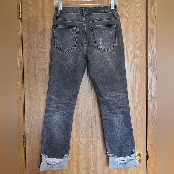 RISEN Mid Rise Frayed Cuff Ankle Straight Jeans - Picture 3 of 9